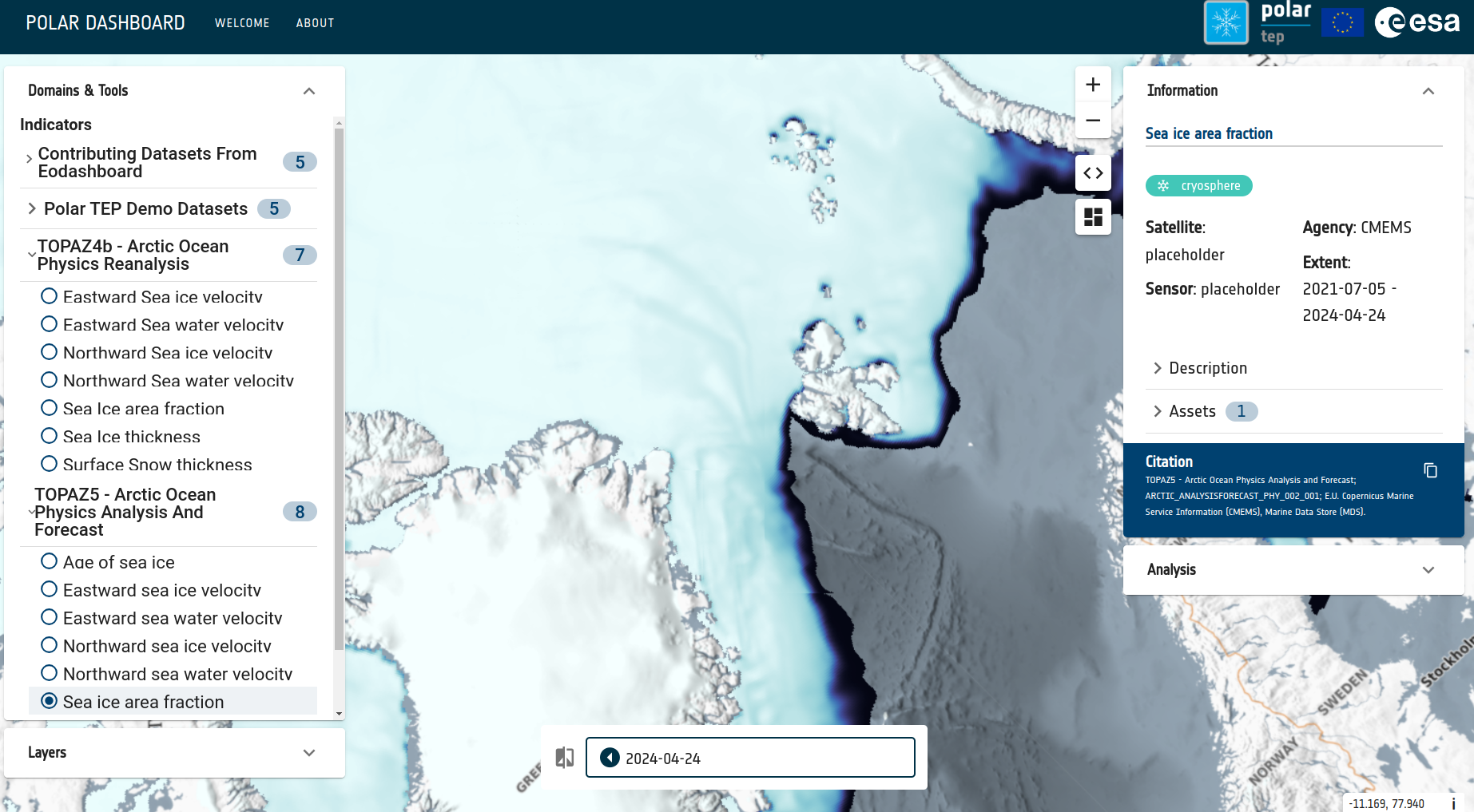 sea ice area fraction